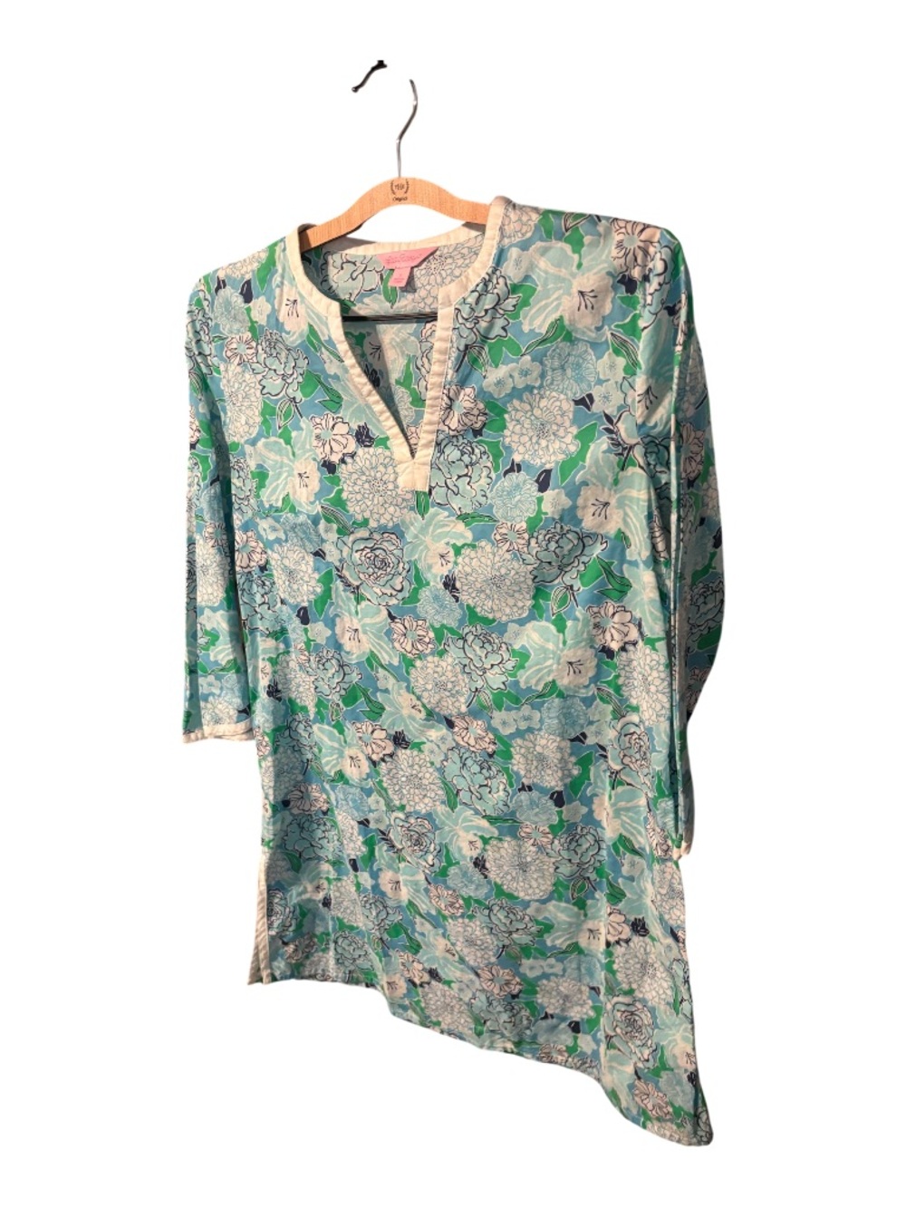 Lilly Pulitzer Floral V-Neck dress in Teal and Green